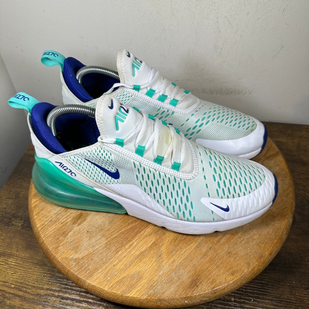 Nike Air Max 270 White Teal Blue Running Shoes CI2451-100 Mens Size 10.5
